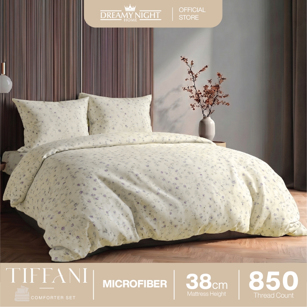 Dreamynight Home Tiffani 850 TC ชุดผ้าพันคอไมโครไฟเบอร์ดีไซน์ดอกไม้ Super Single Queen King