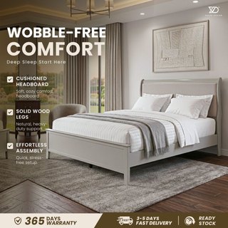 2026 Versatile Decor | Kolly Modern Linen Cushioned Bedframe | Aesthetic Solid Wood Leg Bed for Minimalist Home