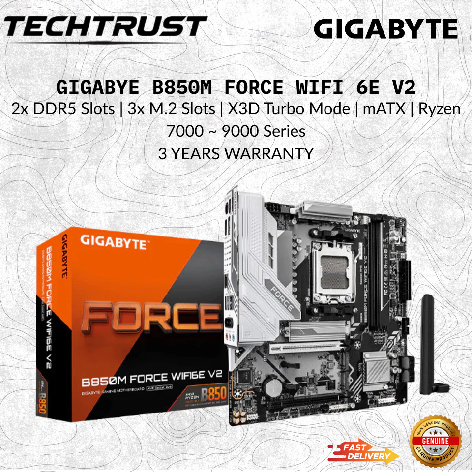 Gigabyte B850M FORCE WIFI6E V2 mATX เมนบอร์ดคอมโบ 7500f/7600x/7800x3D/9600x/9700x /7700x
