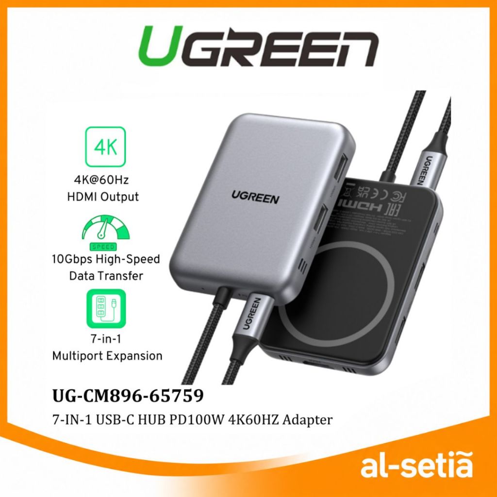 UGREEN ฮับ USB-C 7-IN-1 4K60HZ 10GBPS PD100W HDMI USB-A USB-C SD TF MULTIPORT สําหรับแล็ปท็อปสําหรับ