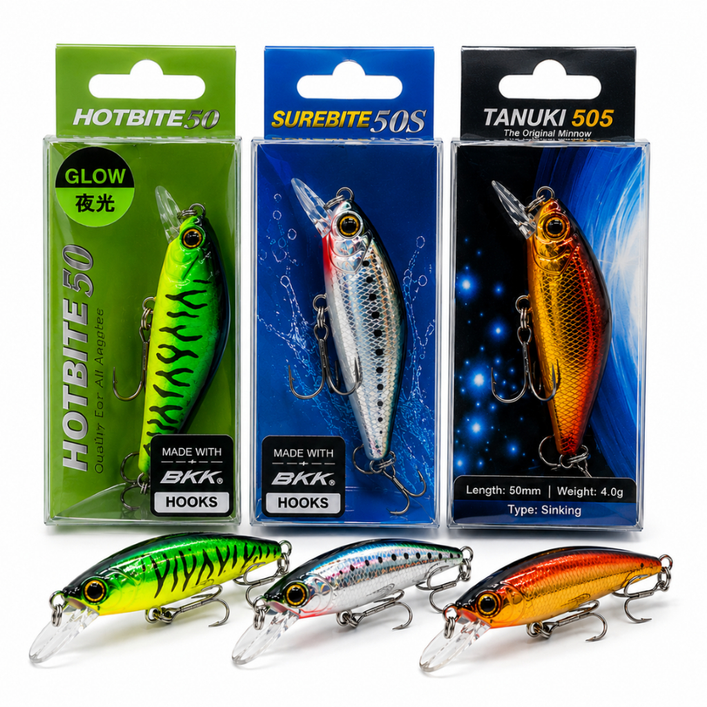 SAWA-D HOTBITE 50mm 6.5g / SAWA-D SUREBITE 50mm 5g / OFMER TANUKI 50mm 6.8g Sinking Minnow LURE