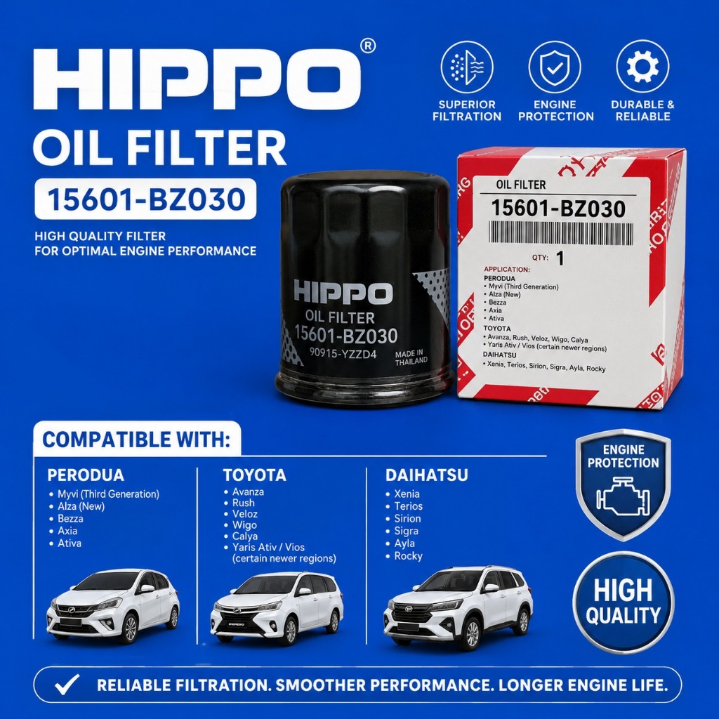 15601-BZ030 Toyota, Daihatsu, Perodua Oil Filter Avanza, Rush, Sigra, Ayla, Luxio, Sirion, Rocky