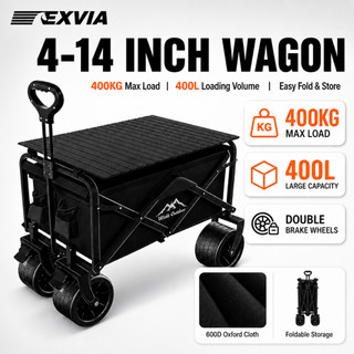 WTHB 400L Wagon Trolley Heavy Duty Foldable Camping Wagon Trolley Cart with Table Shopping Troli Pasar Boleh Lipat