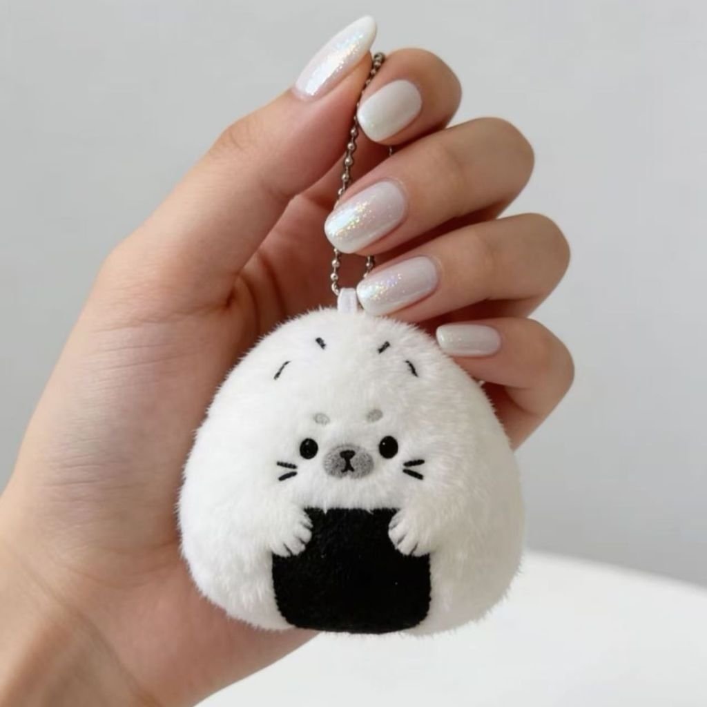 น่ารัก Onigiri Seal Plushie Soft Plushie พวงกุญแจ