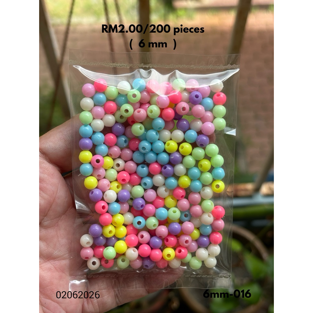 RM2.00/200 ชิ้น : 6mm-016 - Bead - Manik - 6 mm