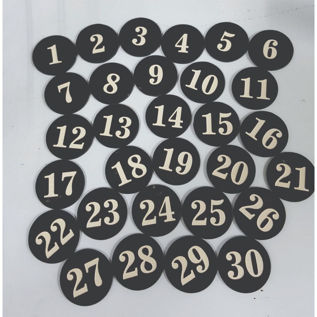 TABLE NUMBER 1-30/ TABLE NUMBER 1-10 /อะคริลิคเส้นผ่านศูนย์กลาง 35 มม./ พร้อมเทปสองหน้า D/