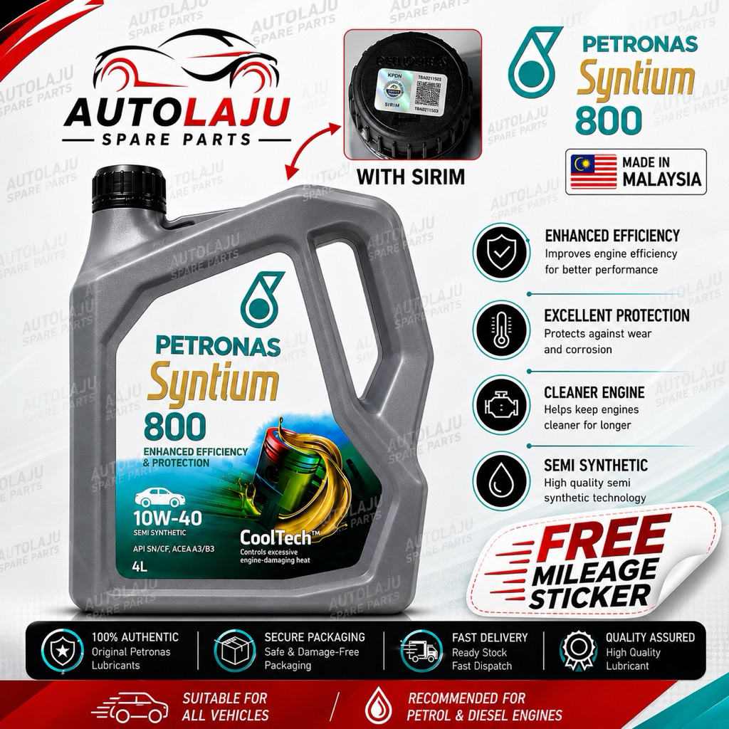 PETRONAS SYNTIUM 800 10W-40 SEMI SYNTHETIC ENGINE OIL 4L SN/CF ACEA A3/B3 รถมอเตอร์น้ํามัน