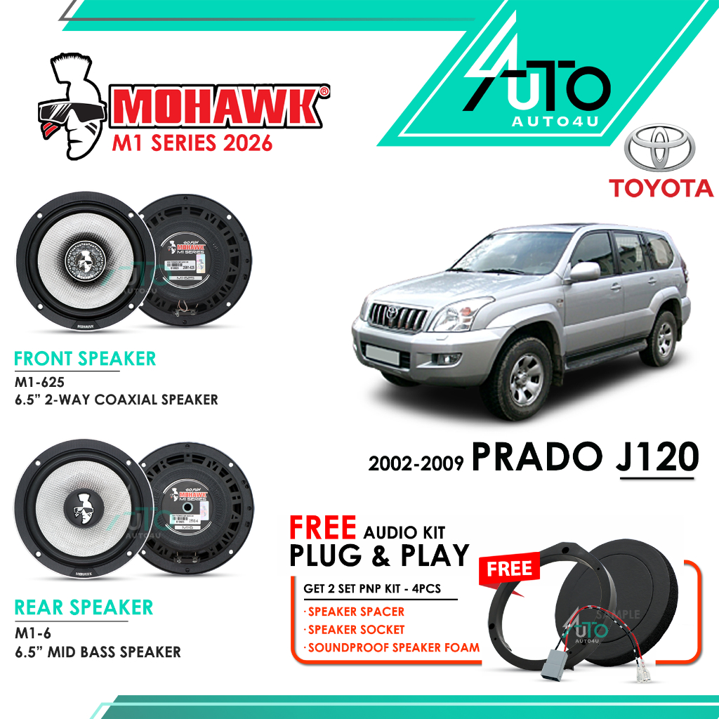 Mohawk M1 Series 2026 PnP Toyota PRADO J120 2002-2009 ลําโพงรถยนต์ 6.5 "Plug & Play 6.5 นิ้ว Bass Vo