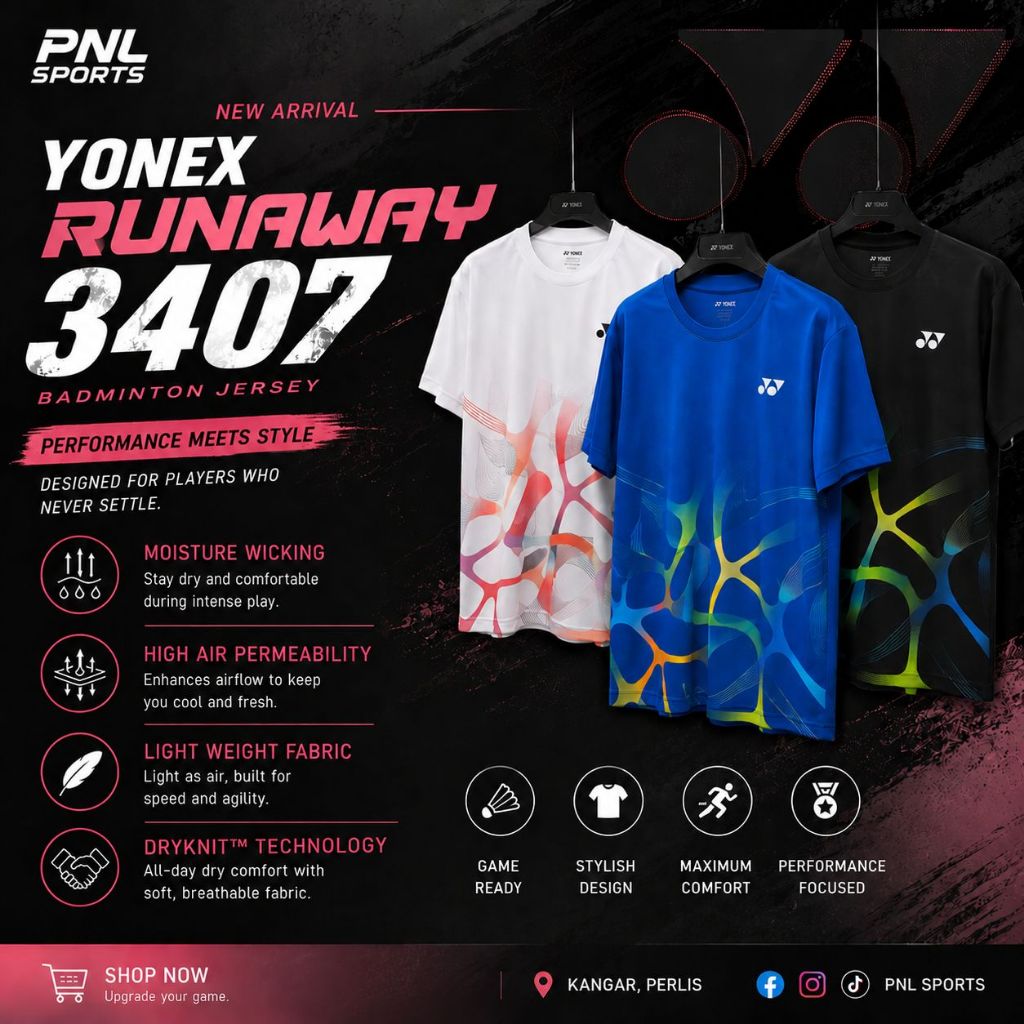 เสื้อ Yonex Runaway 3407 / เสื้อแบดมินตัน / เสื้อยืดฝึกซ้อม Yonex Runaway Series 3407 / Baju Yonex