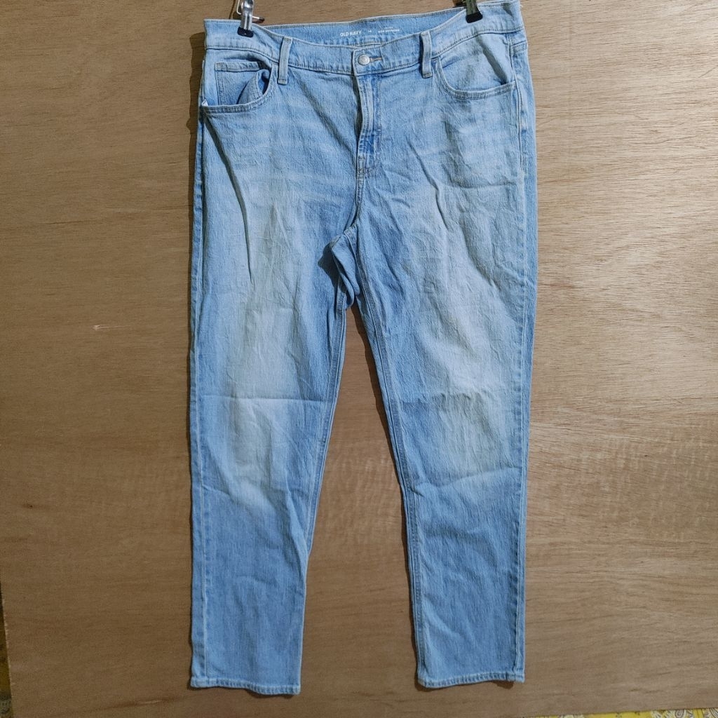 Old Navy Wow Boyfriend Jeans Women Size 14 Mid-Rise Light Wash Denim Pants Seluar Jeans Perempuan Pl