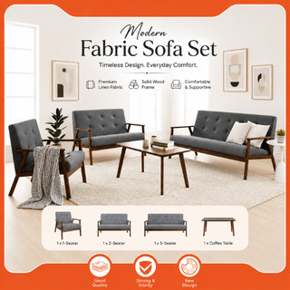 SKL Furniture FENDI 1+2+3 Seater Sofa Set + Free Coffee Table /Ikea Sofa/1+2+3