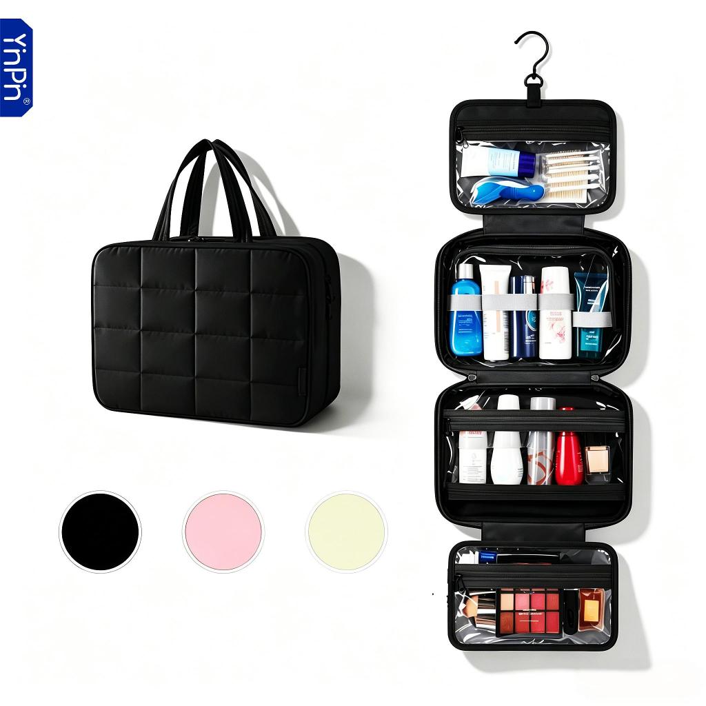 YINPIN กระเป๋าแต่งหน้าแขวนเครื่องสําอางค์กระเป๋าเดินทางกระเป๋ากันน้ํา Organizer Washbag Unisex