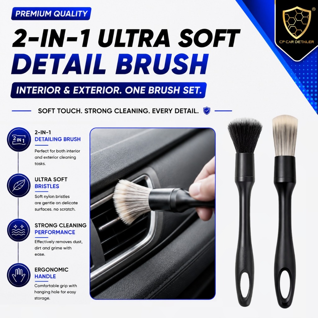 CP รถ DETAILER2in1 รายละเอียดแปรงแปรงทําความสะอาดนุ่มไม่มีรอยขีดข่วนภายในภายนอกรายละเอียดรถ Berus Le
