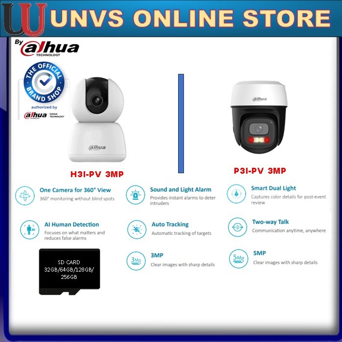 DAHUA กล้อง WIFI HERO H3I-PV H5A P3I-PV P5AE 3MP/5MP Pan/Tilt 360 กล้องไร้สายพูดคุยสองทาง สัญญาณเตือ