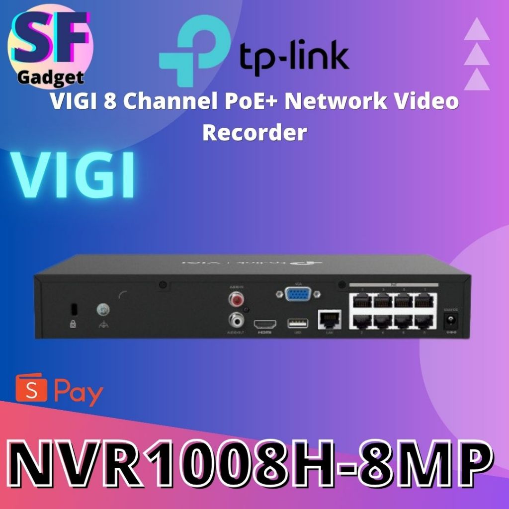 TP-Link NVR1008H-8MP VIGI 8 Channel PoE+ เครื่องบันทึกวิดีโอเครือข่าย 8x 10/100 Mbps PoE+ | งบประมาณ
