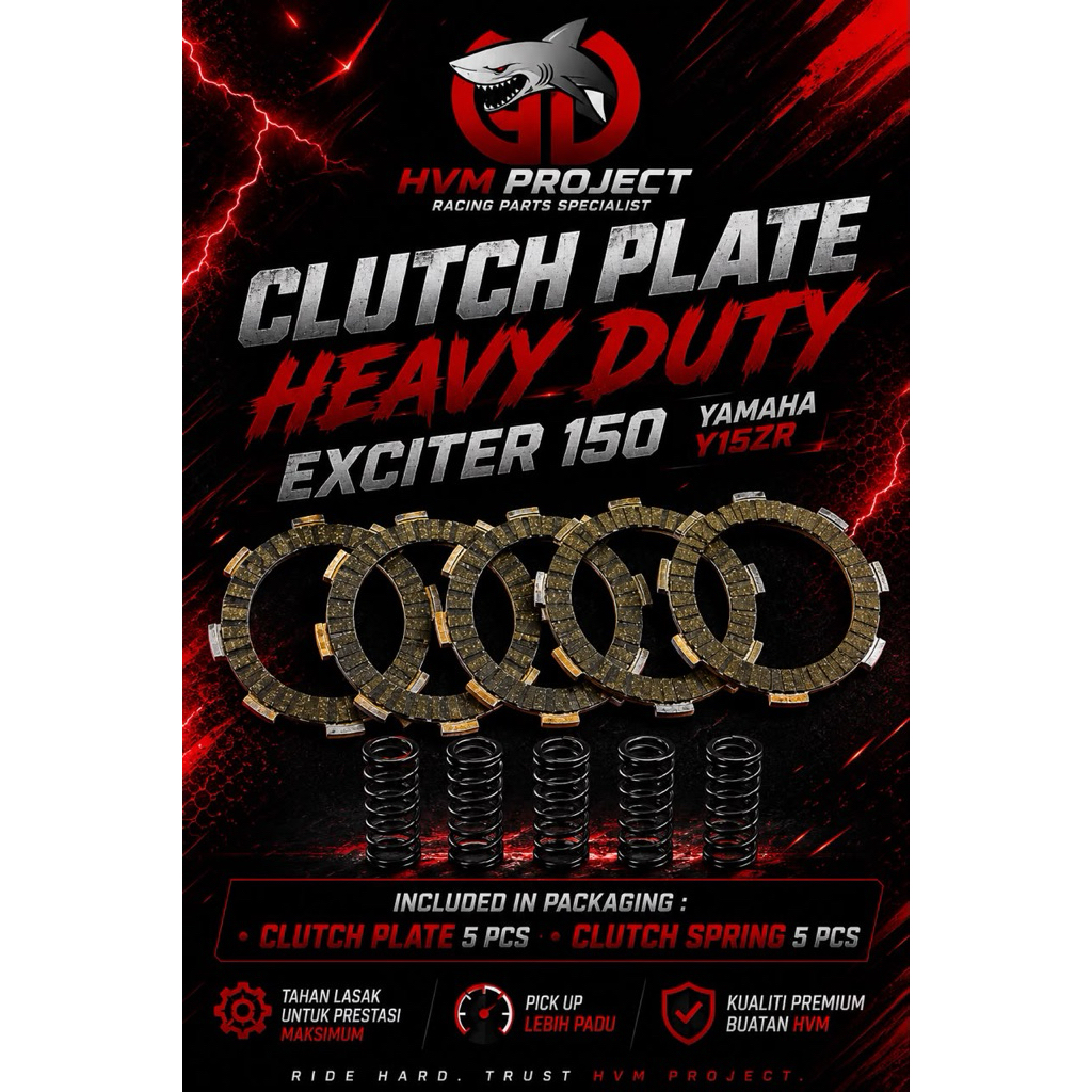 HVM PROJECT CLUTCH PLATE RACING HEAVY DUTY WITH SPRING CLUTCH Y15ZR ( 5 ชิ้น )