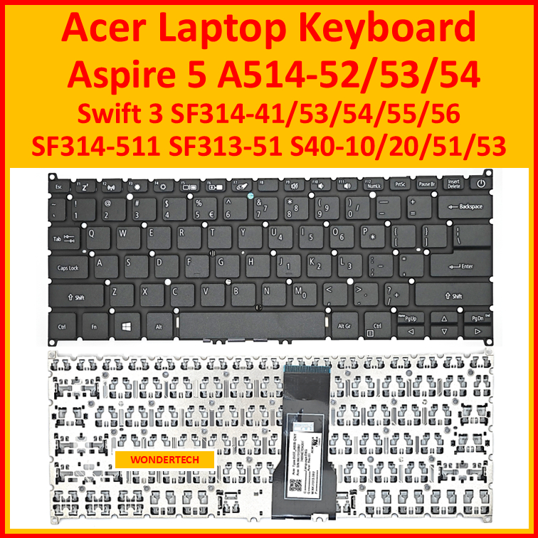 Acer Aspire 5 A514-52 คีย์บอร์ด A514-53 A514-54 SF314-41 SF314-53 SF314-54 SF314-55 SF314-56 SF314-5