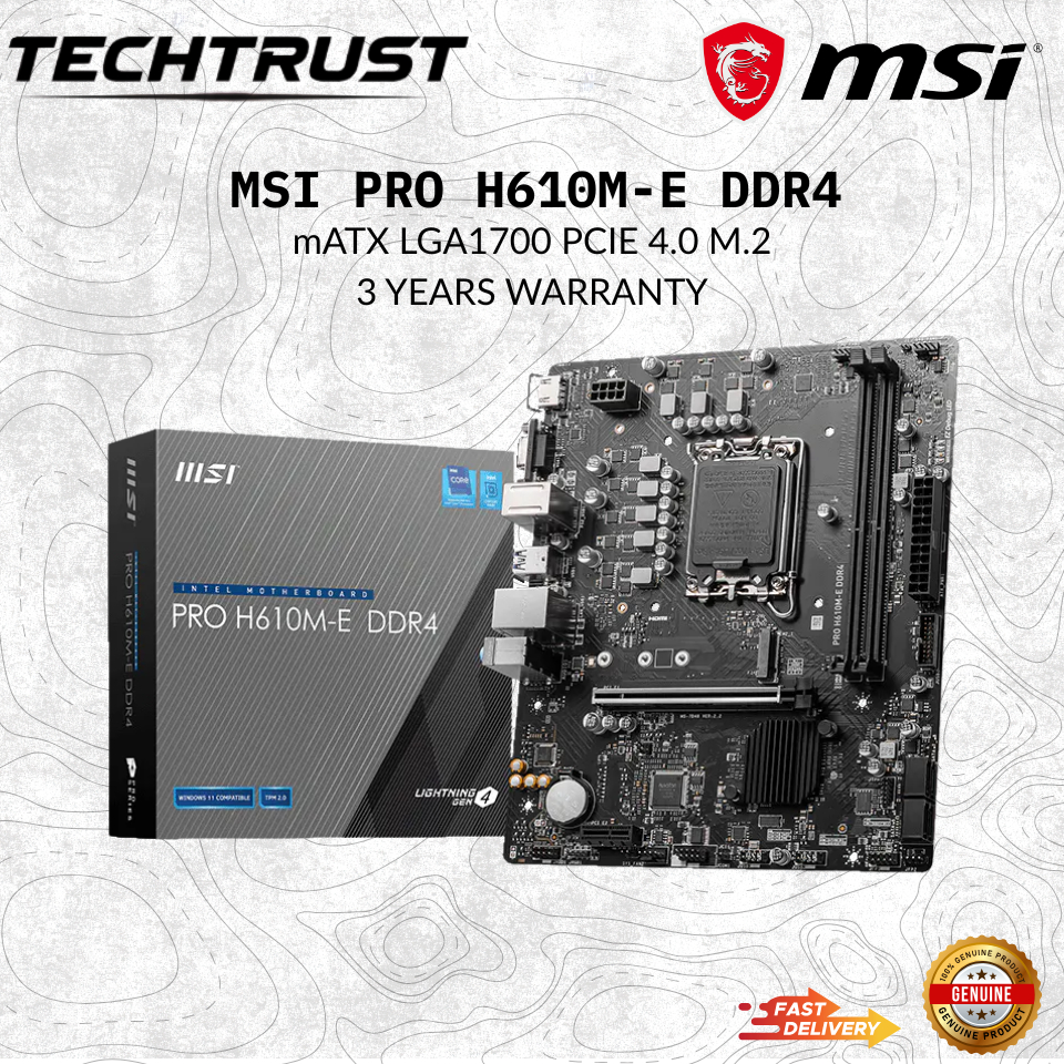 [ MSI MOTHERBOARD PRO H610M-E ] เมนบอร์ดชิปเซ็ต DDR4 Intel H610