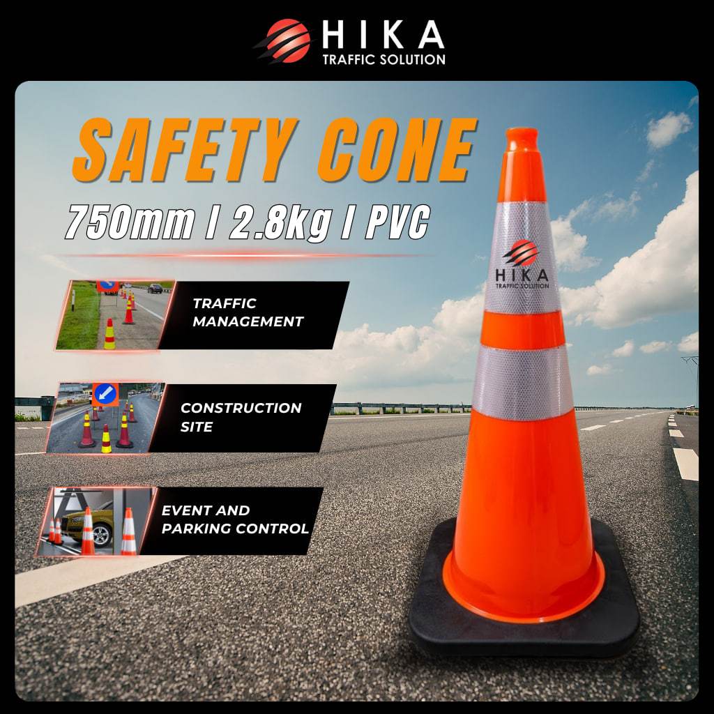 CAHAYA HIKA 2.8KG, 750MM I Safety Cone PVC Double Reflector Safety Cone พร้อมการตั้งค่าแสง 2 อัน