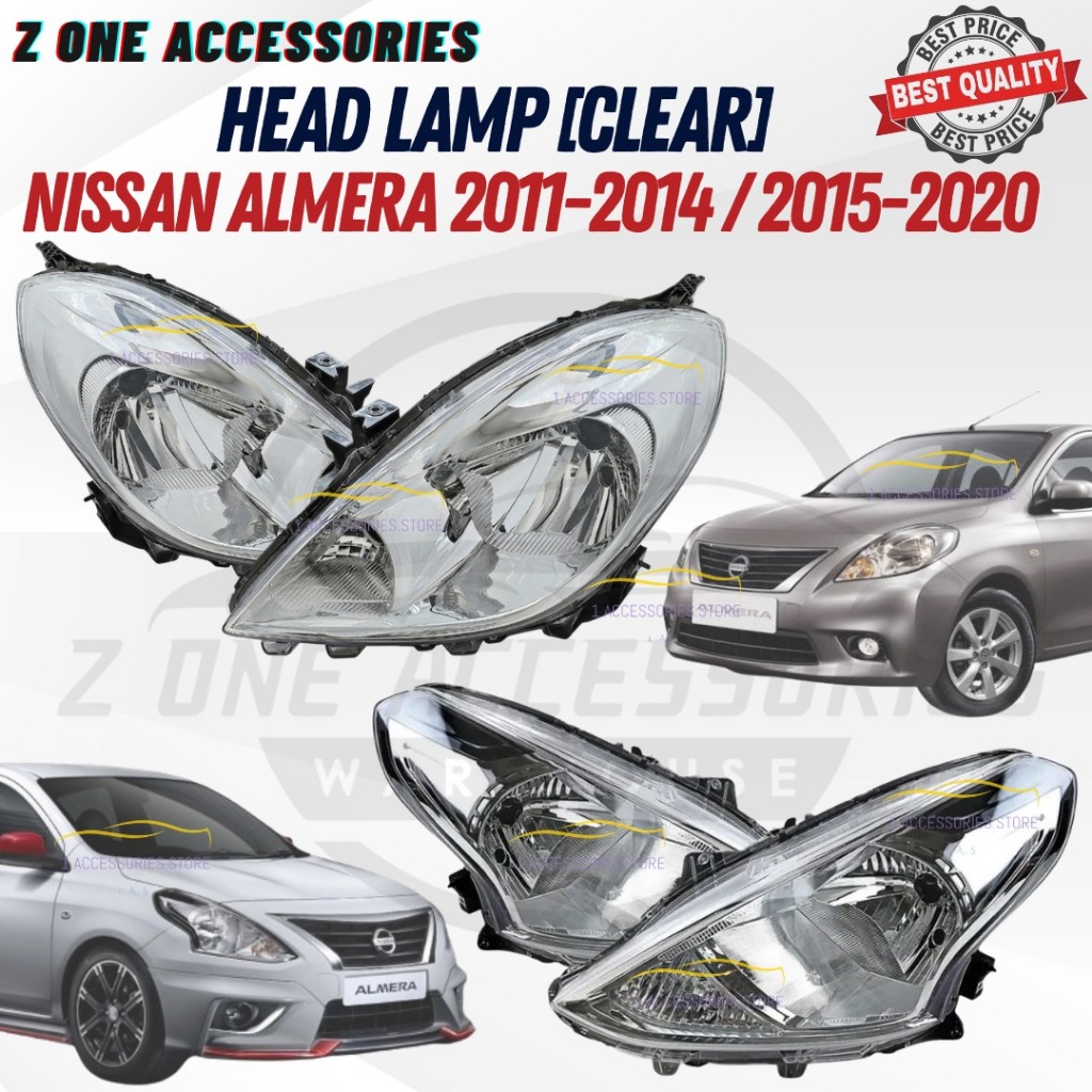 N17 NISSAN ALMERA 2011-2014 / 2014-2019 HEAD LAMP [CLEAR]