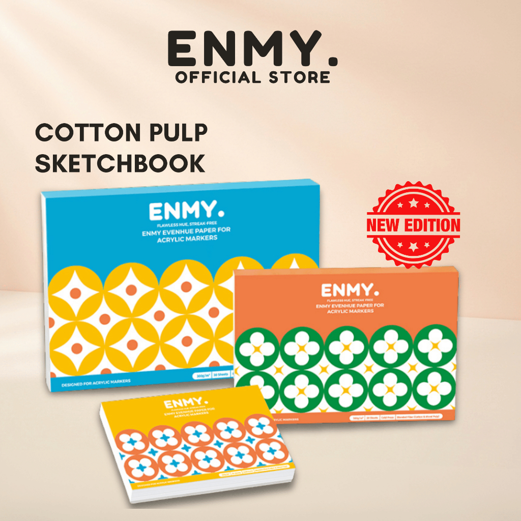 ENMY อะคริลิค Marker Sketchbook 300GSM กระดาษวาดภาพเยื่อกระดาษผ้าฝ้ายหนาพิเศษสําหรับนักเรียนและเด็ก