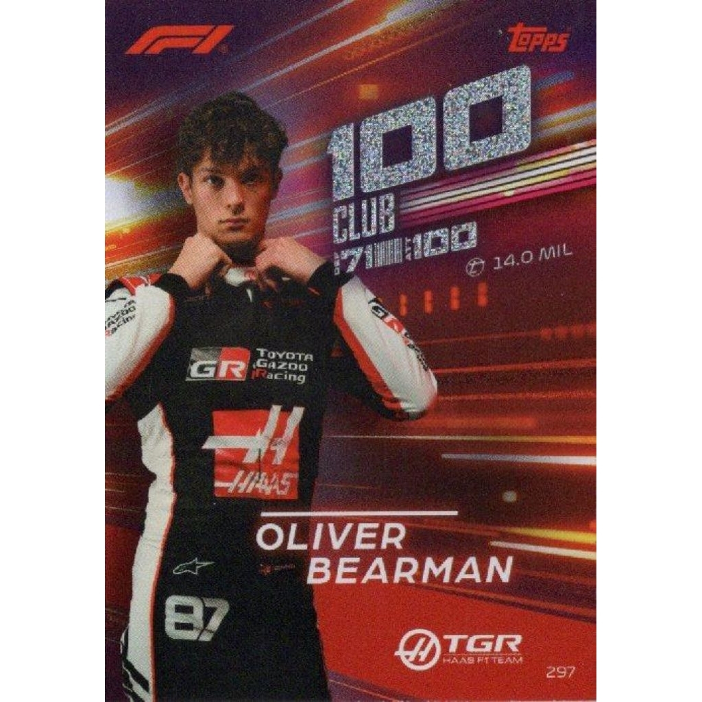 Oliver Bearman 100 Club Topps Turbo Attax 2026 F1 TGR Haas F1 ทีม