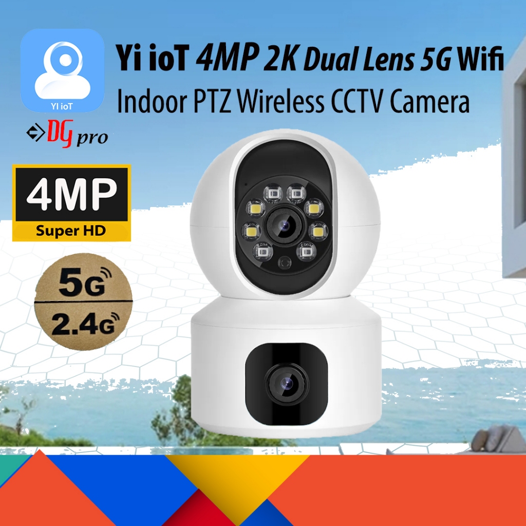 Yi ioT 4MP 2K Dual Band 2.4G / 5G Wifi Dual Lens/หน้าจอวิดีโอคู่ในร่ม PTZ ไร้สาย Wifi กล้องวงจรปิด I
