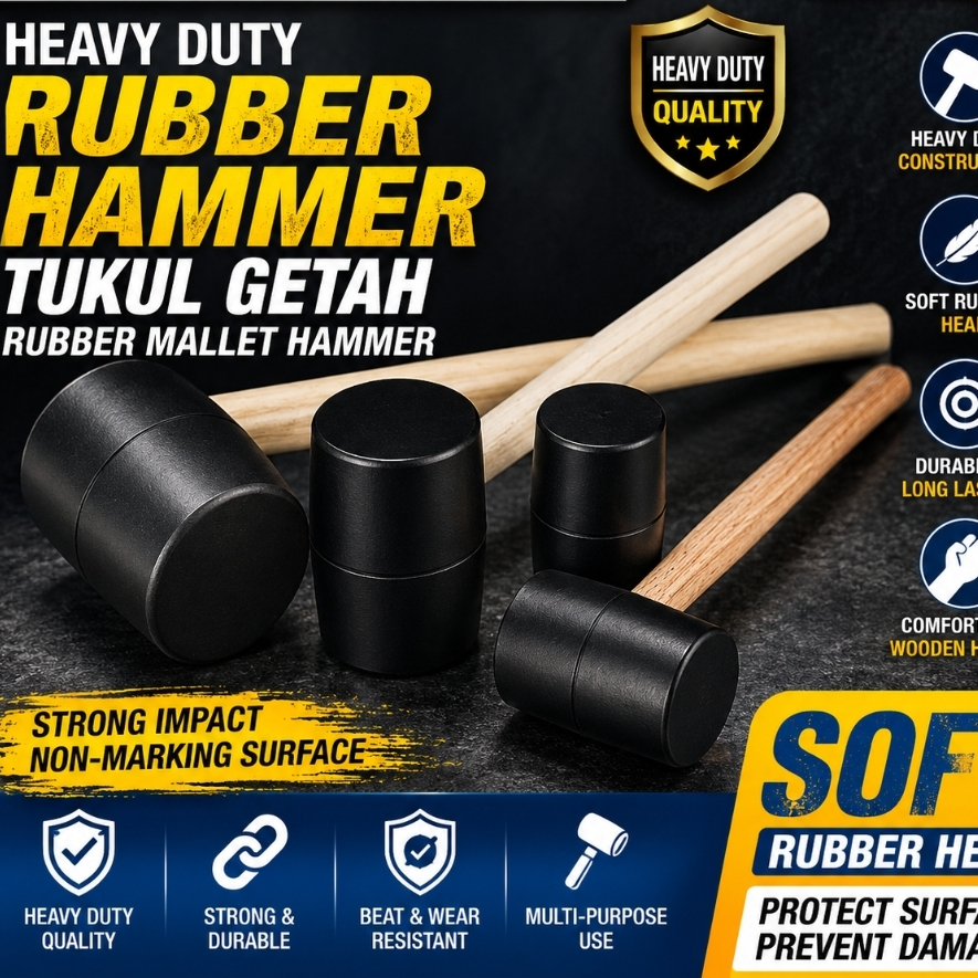 REMAX HEAVY DUTY RUBBER HAMMER TUKUL GETAH RUBBER MALLET HAMMER