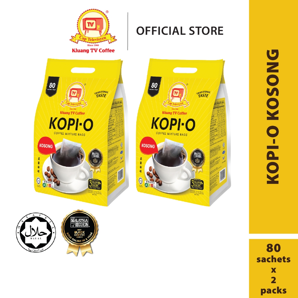 Klang Coffee Cap โทรทัศน์ Coffee-O Empty Eco Pack (80 ถุง x 2 แพ็ค) | กาแฟโอแคปทีวี | กาแฟดําโบราณ