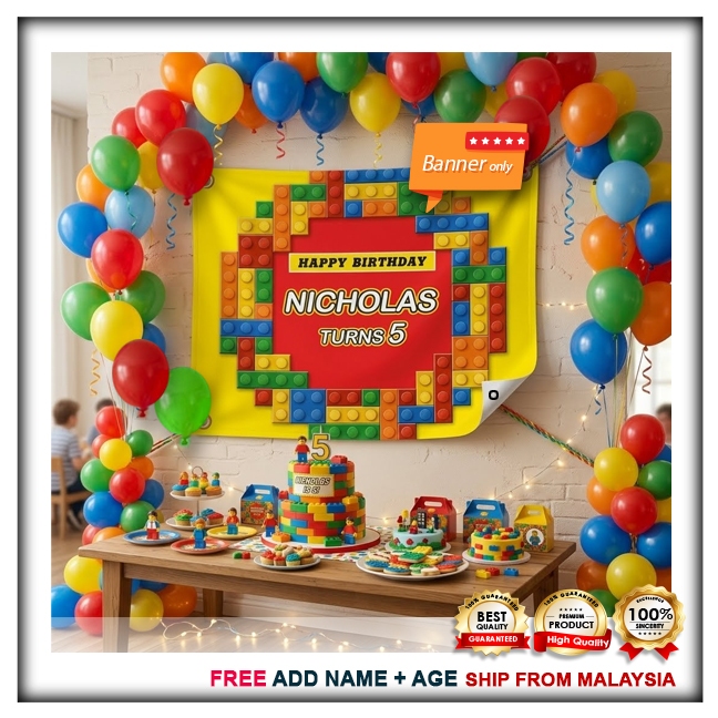 Banner Birthday - Puzzle / Blocks / Game / Lego / Piece / Build