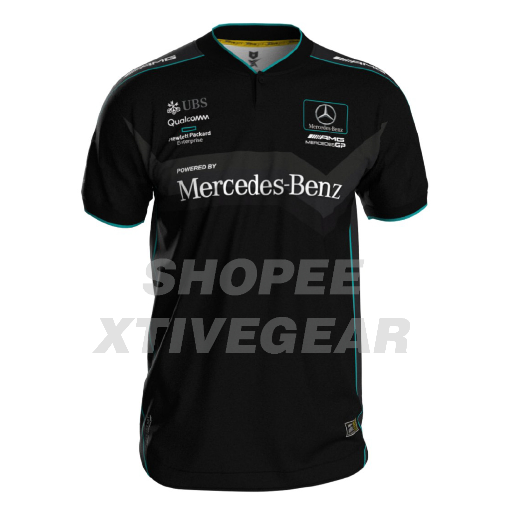 One Button Henley Mercedes AMG สีดํา