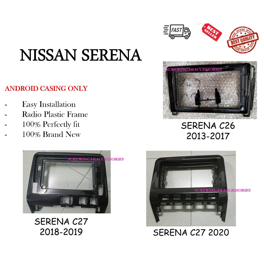 ANDROID PLAYER CASING สําหรับ NISSAN SERENA C26 2013 - 2017 9", SERENA C27 2018 - 2019 10", SERENA 2