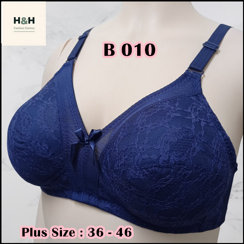 H&H Plus Size 36-46 ผู้หญิง Full Cup ไร้สาย-ผ้าฝ้ายนุ่มและโพลีเอสเตอร์ Bra B010 Bra Cup B/C หลายสี