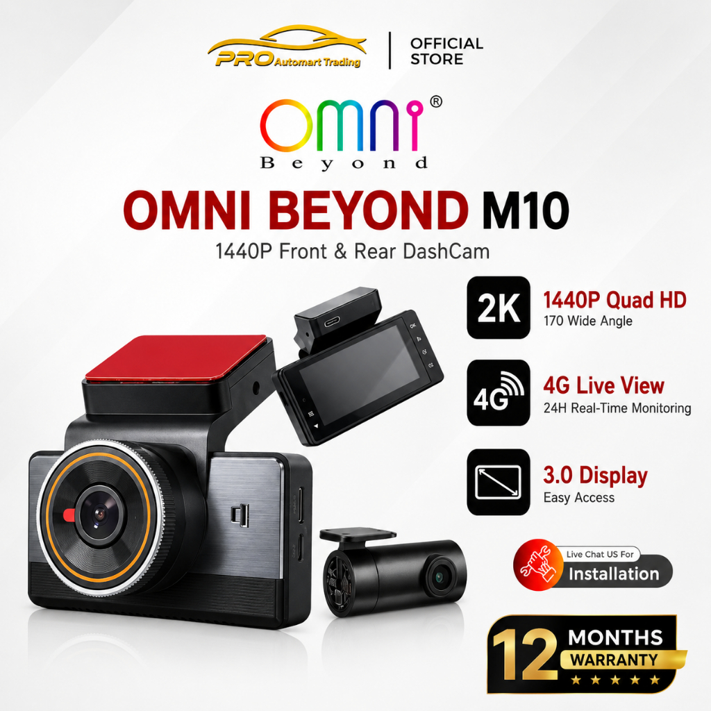 [ฟรี SD CARD] OMNI BEYOND M10 Dashcam Wifi 2K/1K 24H 4G GPS Tracking W/Screen Perakam เครื่องบันทึกก