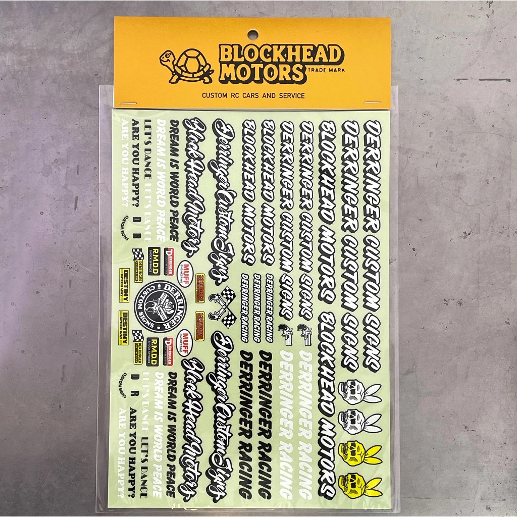 BLOCKHEAD MOTORS Derringer ป้ายแบบกําหนดเอง x BLOCKHEAD MOTORS แผ่นรูปลอกการรีดผ้า