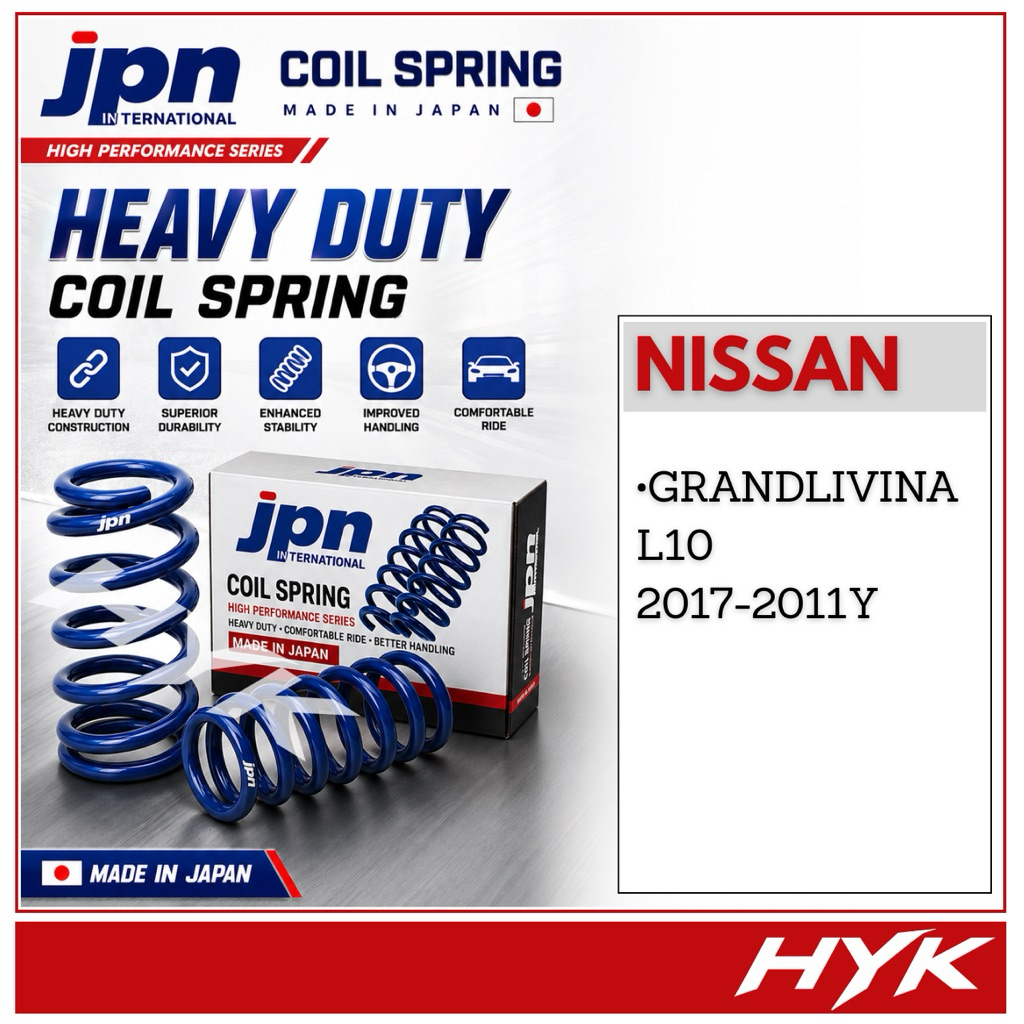 1 ชุด JPN HEAVY DUTY COIL SPRING ด้านหน้า/ด้านหลังสําหรับ NISSAN GRAND LIVINA L10 2007-2011Y HD SUSP