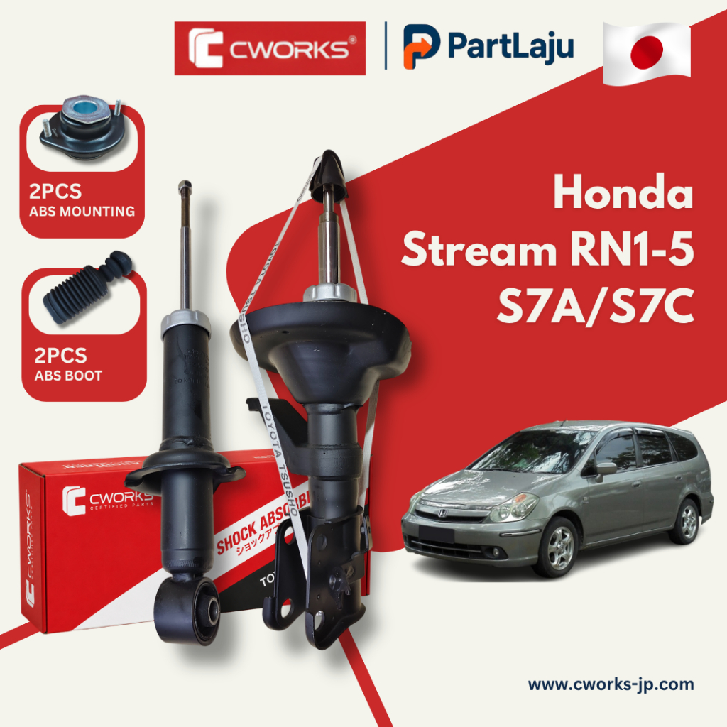 Cworks ญี่ปุ่น Honda Stream S7A 1.7 RN1 RN2 S7C 2.0 RN3 RN4 RN5 2001-2005 ชุดโช้คอัพหน้าและหลัง