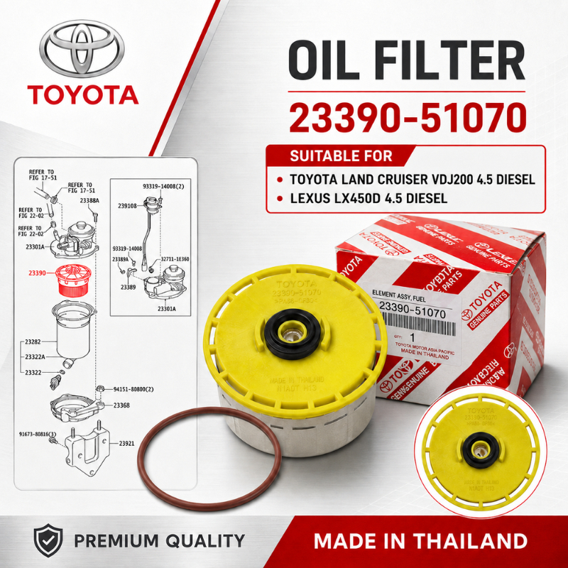TOYOTA LAND CRUISER 200 VDJ200 UZJ200 LEXUS LX 450D LX450 FUEL FILTER ดีเซลกรอง 23390-51070