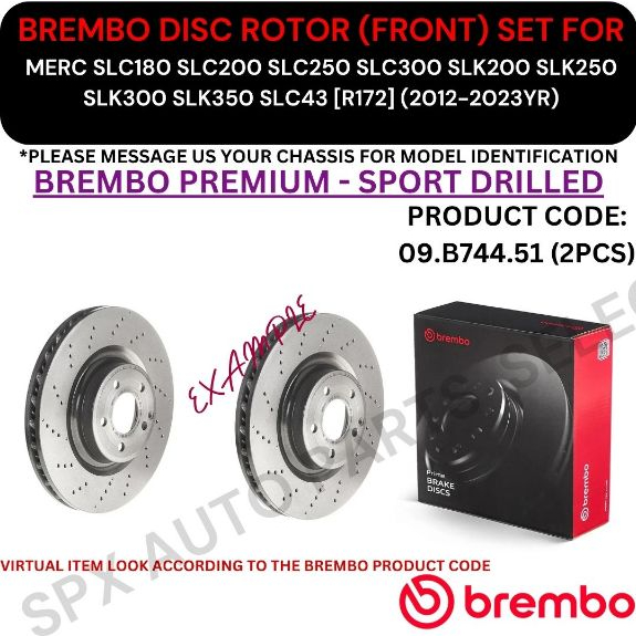 BREMBO DISC ROTOR (FRONT, REAR) สําหรับ MERC SLC180 SLC200 SLC250 SLC300 SLK200 SLK250 SLK300 SLK350