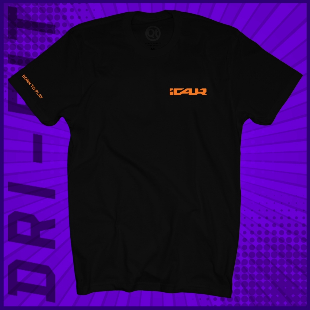 ใหม่ ICAUR I-CAUR I CAUR BORN TO PLAY LOGO 03 V23 EV รถเสื้อยืด DRI-FIT 160 GSM MICROFIBER SHORT SLE