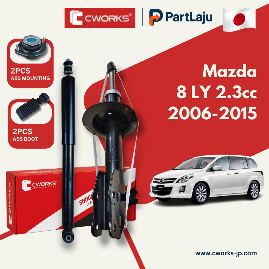 Cworks Japan Mazda 8 LY MPV 2.3 2006-2015 โช้คอัพหน้าและหลังครบชุดพร้อมฝาครอบติดตั้ง