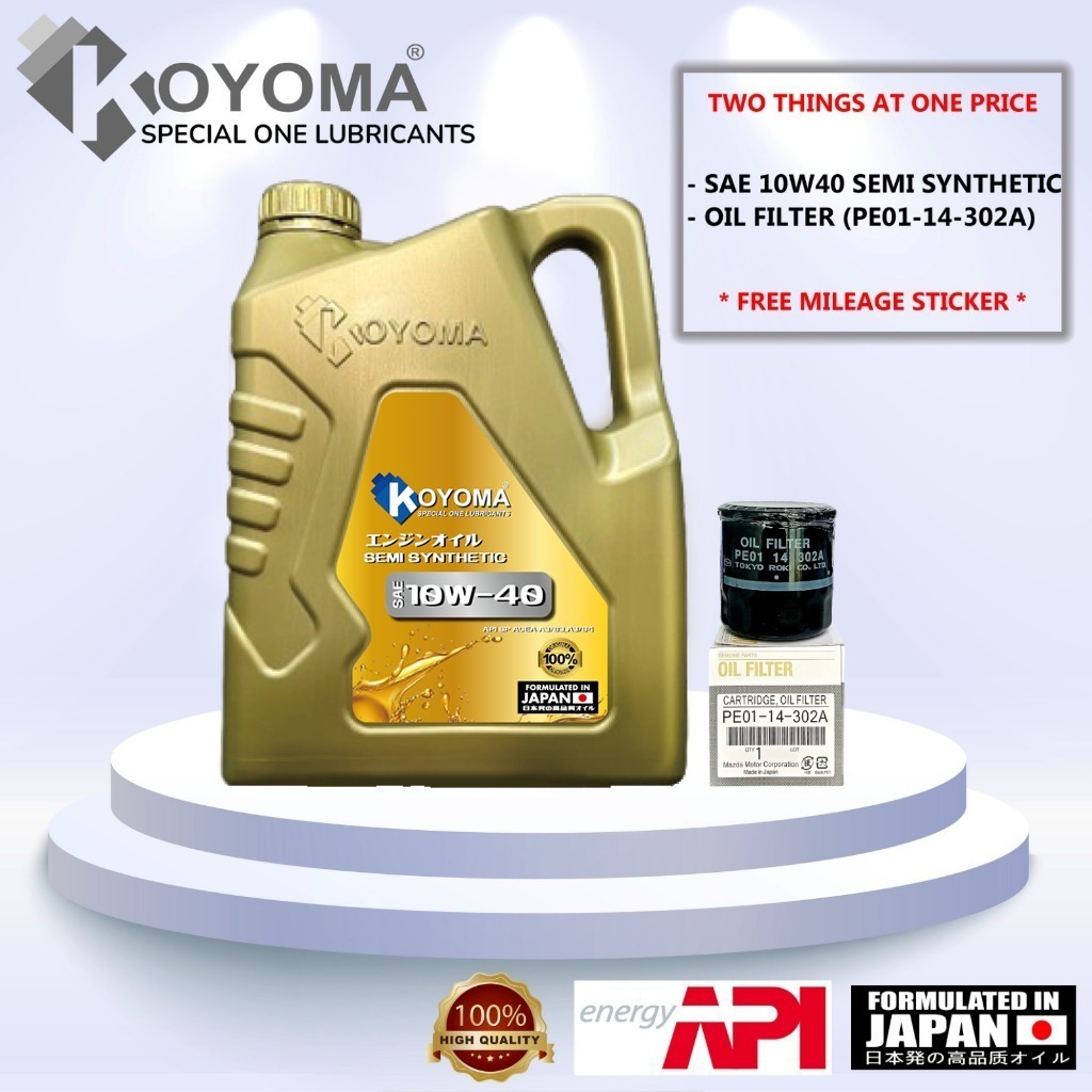 MAZDA 2 , MAZDA 3 ,MAZDA 6 SKY-ACTIV ,CX3 ,CX5, กรองน้ํามัน PE01-14-302 + KOYOMA 10W40 SEMI SYNTHETI