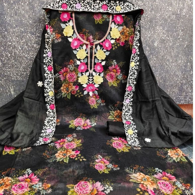 Unstitched Punjabi Suit Material Simmer Silk Kain Jahit Punjabi Suit