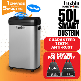 Luxbin™ Smart Dustbin Kitchen Tong Sampah Besar Bertutup Dapur Stainless Steel Large Capacity Automatic Dustbin
