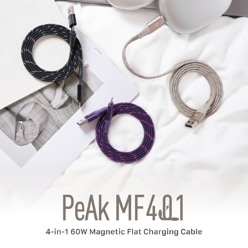 ADAM องค์ประกอบ PeAk MF401 สายชาร์จแม่เหล็ก 60W 4-in-1