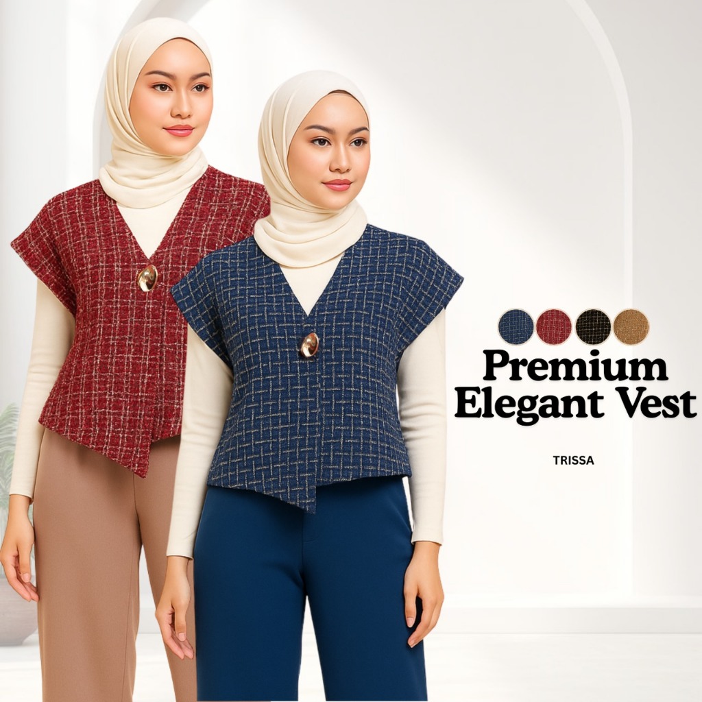 TRISSA : PREMIUM ELEGANT TWEED VEST พร้อมปุ่มทอง A4349