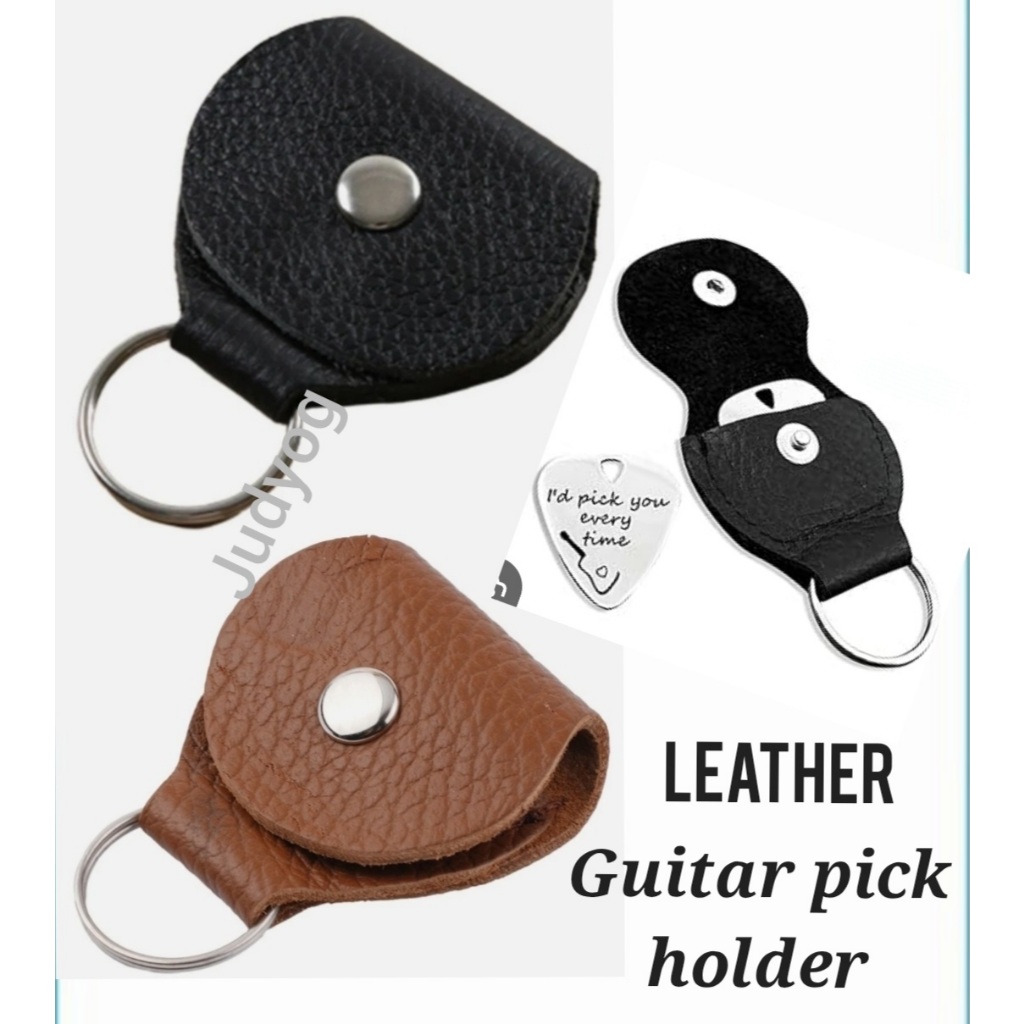Leather Guitar Picks Holder Case พวงกุญแจgitar