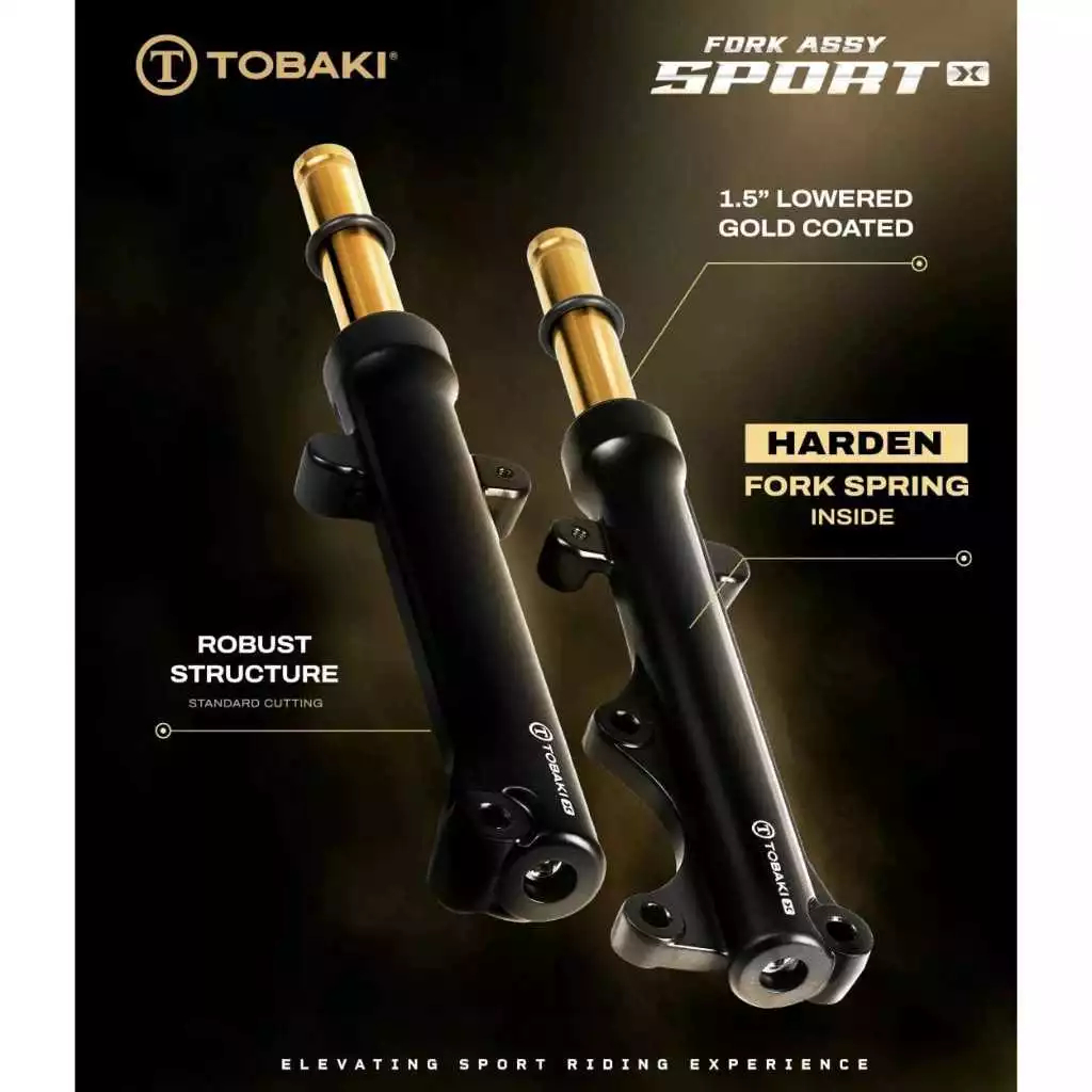 TOBAKI RACING FRONT FORK ASSY GOLD SPORTY RACING LOWERED 4 ซม./1.5INCH FORK DEPAN GOLD YAMAHA & HOND