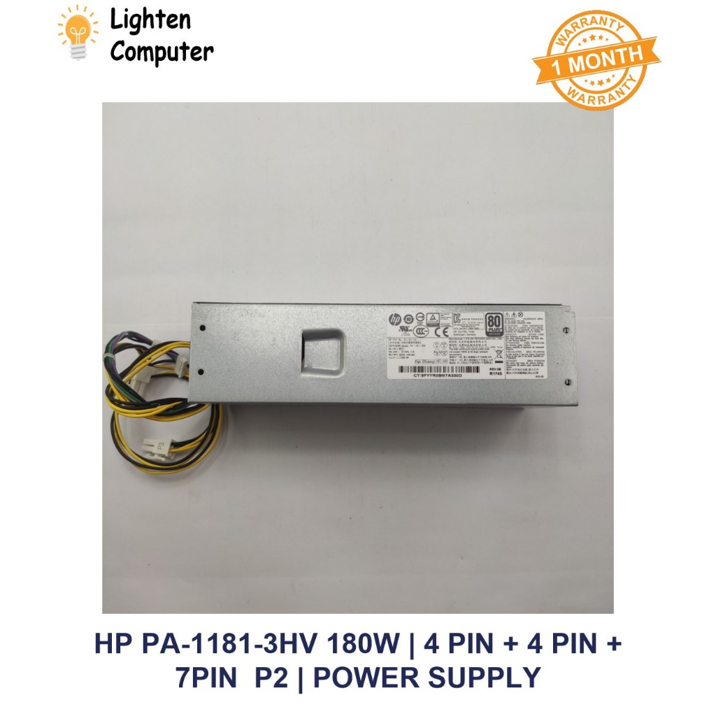 NEW HP PRODESK PA-1181-3HV / PCH021 180W PSU 600 G3 G4 G5 SFF 4P + 4P + 7P (P2) POWER SUPPLY
