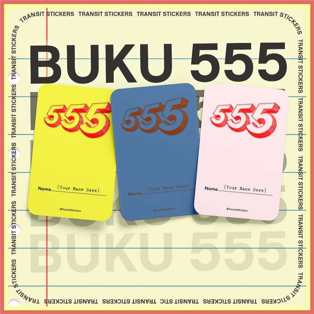 Buku 555 พร้อมชื่อส่วนบุคคล Custom Touch n Go MyRapid Card Sticker Transit Stickers